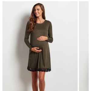 Olive Green Maternity Sweater Dress